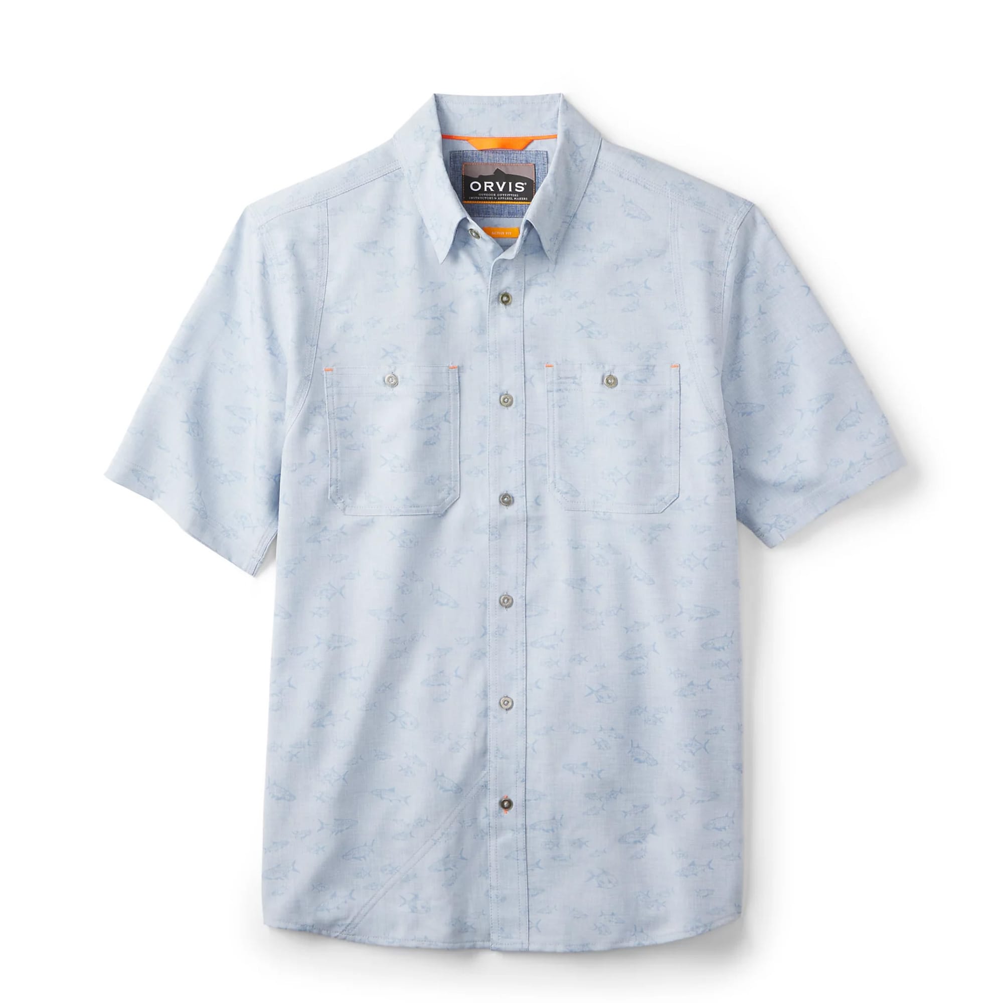 Chambray Kortærmet Skjorte - Saltwater Print